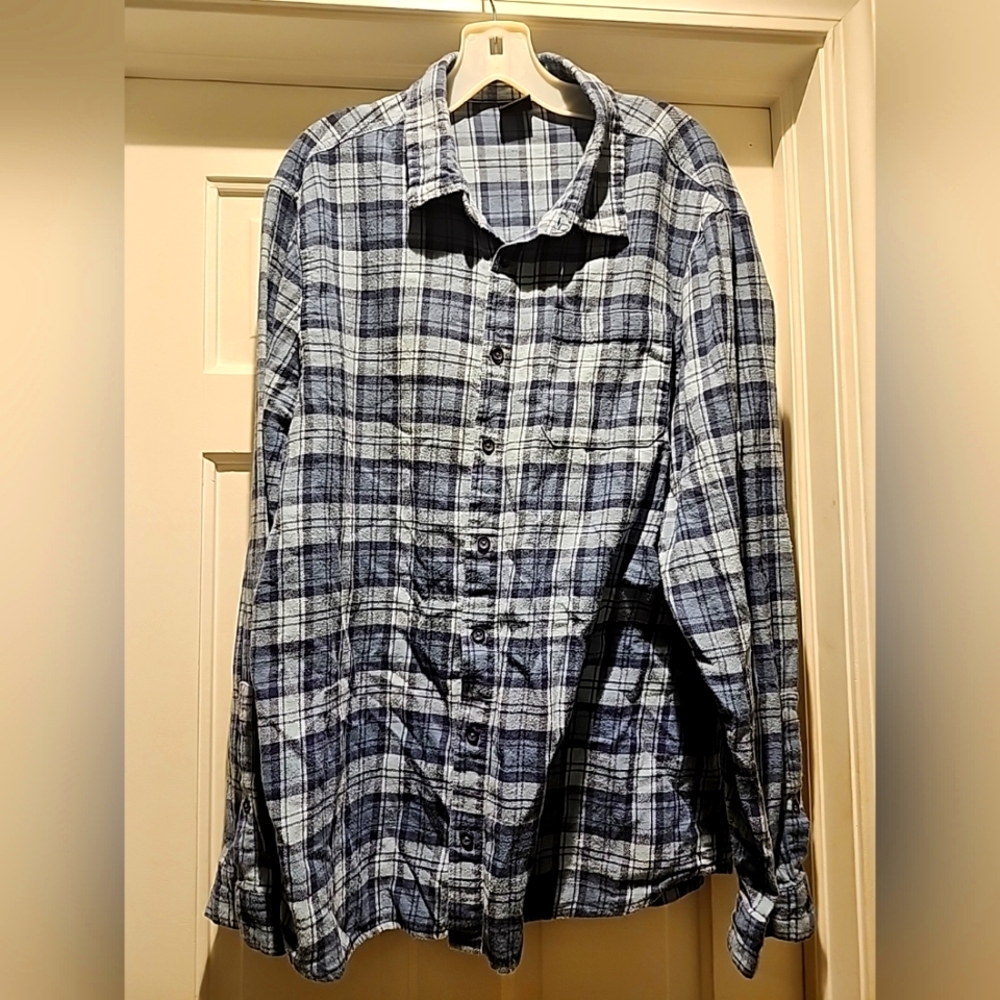 Oakley Men's Long Sleeve Button Down Blue Plaid Flannel Shirt Size XL